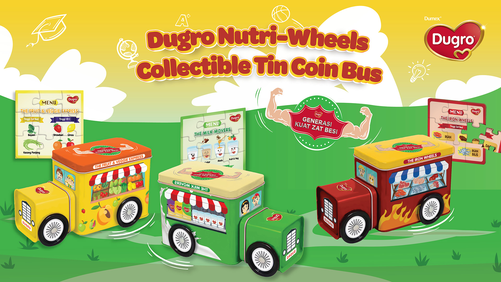 Dugro Nutri-Wheels Collectible Tin Coin Bus